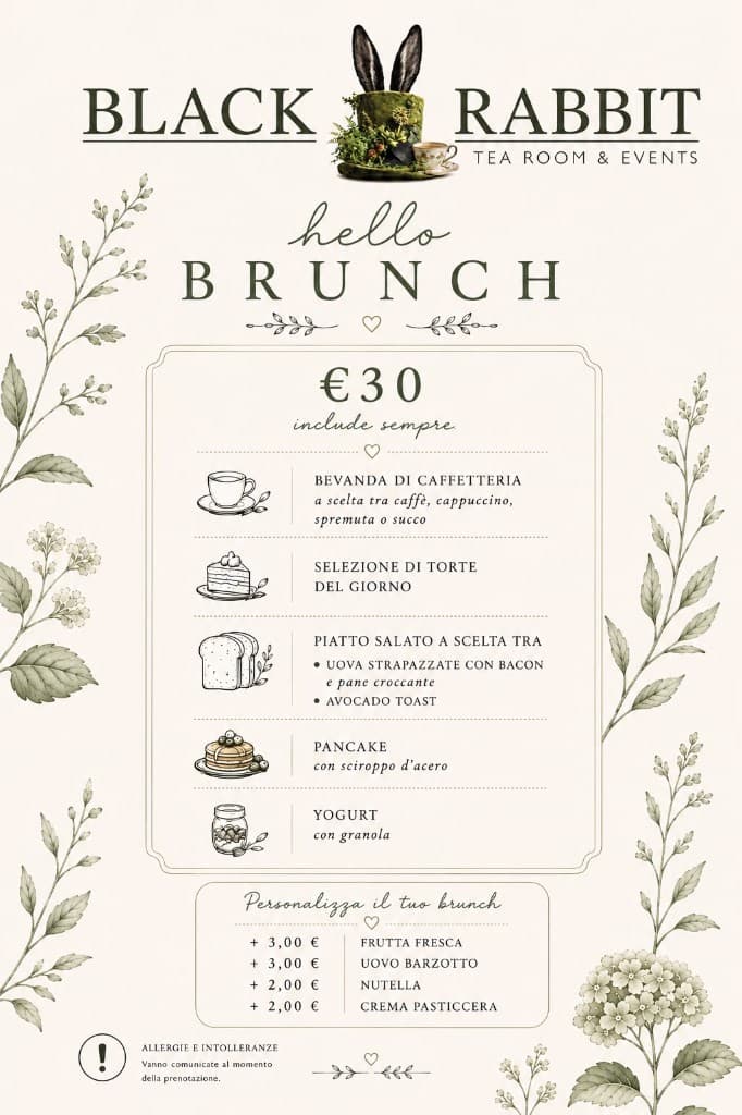 Menù brunch Black Rabbit